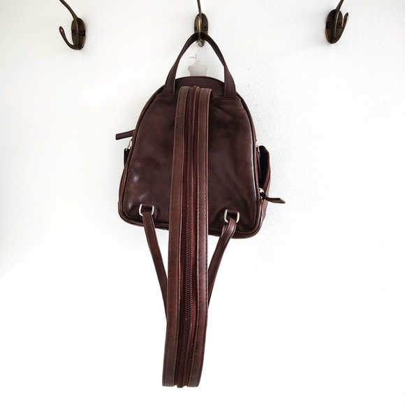 Small purse size brown leather backpack 90s / Y2K - Picture 5 of 8